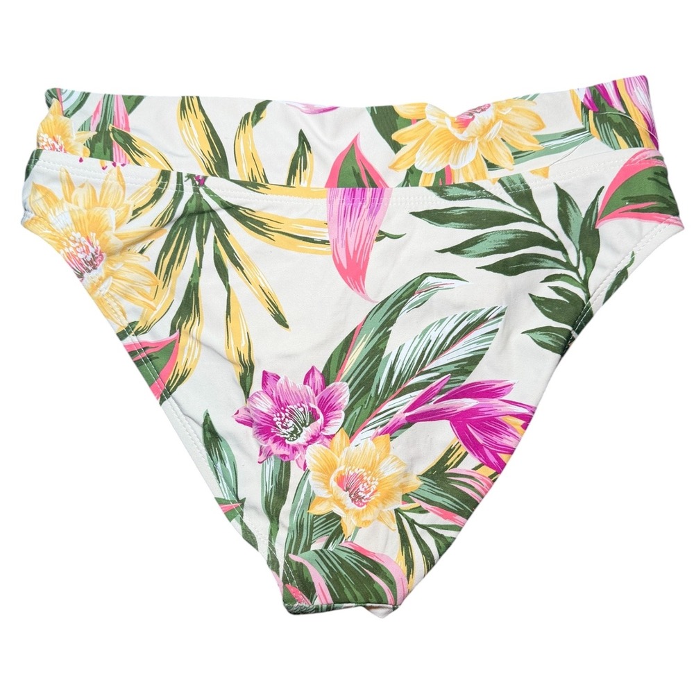 Freshwater Womens Tropical Floral Bikini Bottom V Front Ivory Pink S FA21SB34RP - Picture 3 of 9
